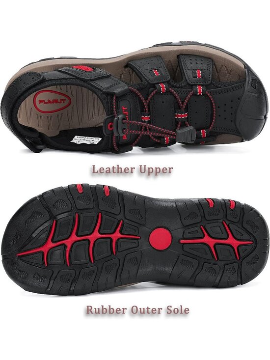 Men\'s Black Closed Toe Leather Athletic Outdoor Hiking Sport Casual Sandal Shoes